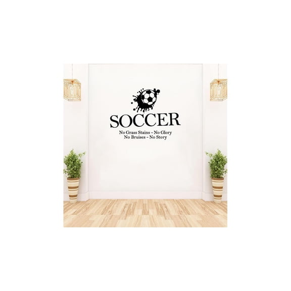 No Bruises No Story Quote Soccer Player Athlete Athletes Quotes Wall Sticker for Nursery Bedroom Children Kids World Cup Sport Fans Rooms Home Art Murals Decal Decor Vinyl Decoration Size (16x20 inch)
