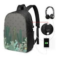 thumbnail image 3 of YFYANG 17" Laptop Backpack, Cacti Flora Design Fashion Travel Work Backpack with USB and Headphone Cable Interface for Men and Women, 3 of 8