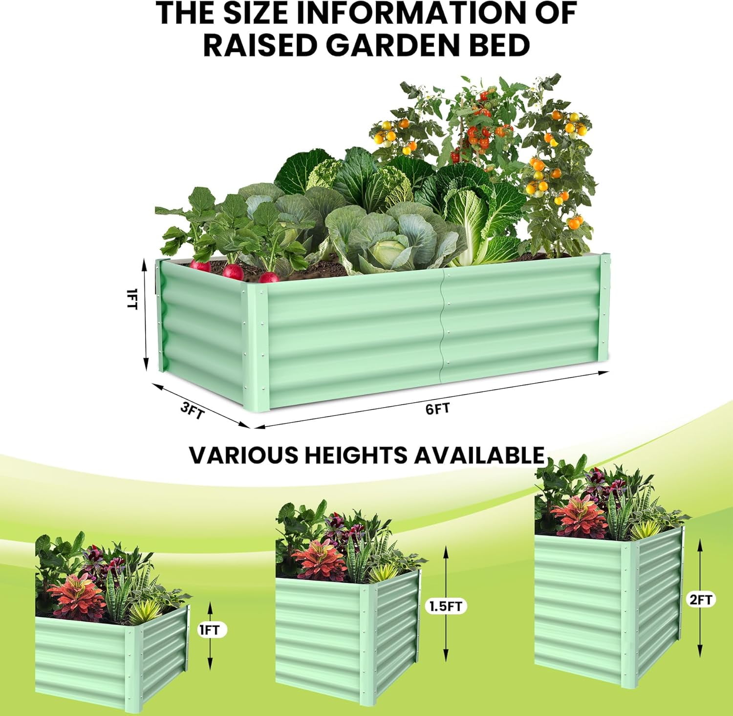 2-Pack Large Raised Garden Bed Kit with Open Base,Outdoor Galvanized Metal Patio Planter Box with Safety Rubber & Gloves for Vegetables Flowers