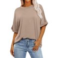 thumbnail image 2 of Women's T-Shirts Sevevn Women's Casual Crewneck Short-Sleeved Solid Color Loose Short Loose T-Shirt, 2 of 8
