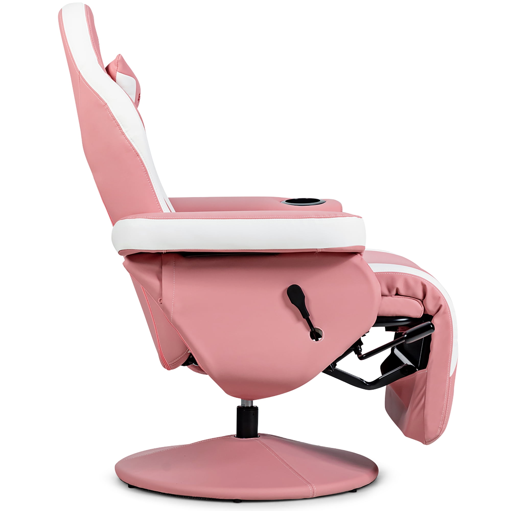 Goplus Massage Gaming Recliner Reclining Racing Chair Swivel w/Cup Holder & Pillow Pink