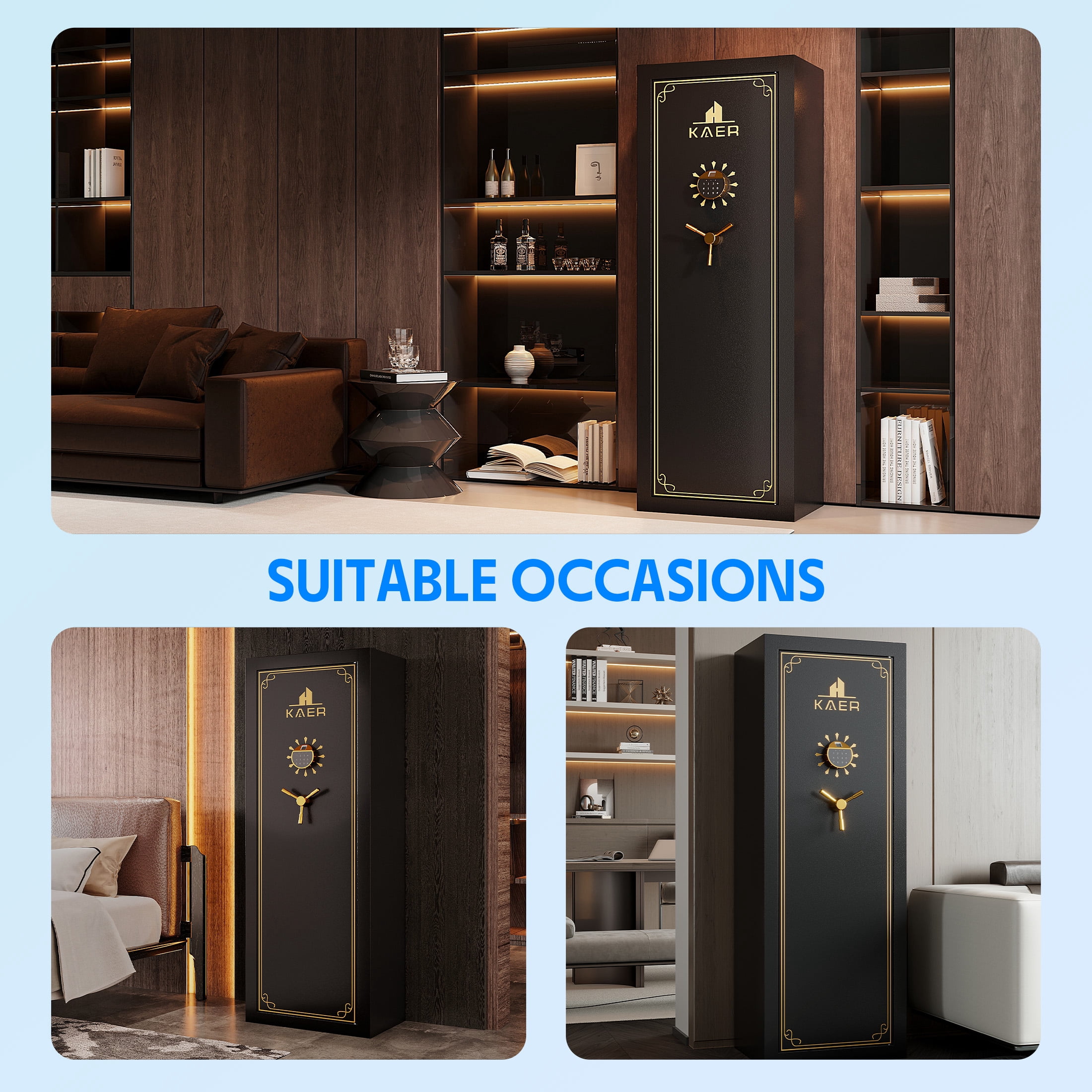 Sapital 25-Gun Biometric Rifle Safe, Assembled Large Cabinet with Fingerprint Lock & Pistol Pockets