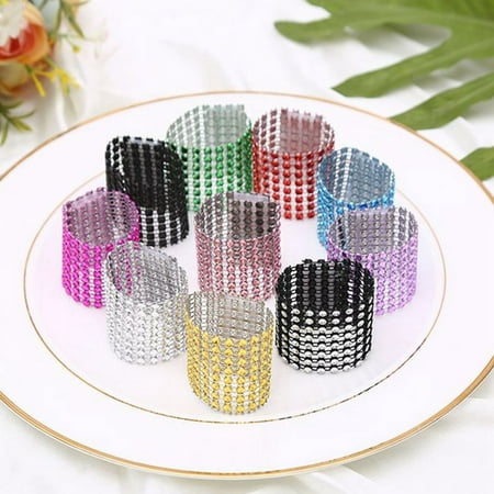 CUH Set of 4 Napkin Rings Diamond Bling Table Top Decorations Perfect for Events Place Settings Wedding Dinner Receptions Dinner or Holiday Parties (Best Place For Family Dinner)