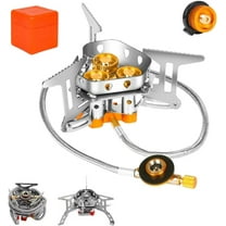 Camping Gas Stove with Piezo Ignition, Copper Portable Windproof Camping Stove,Camp Cooking Utensils for Outdoor Cooking, Hiking, Picnics