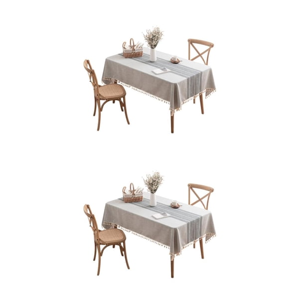 Mantel elegante y duradero Inteprter para el hogar y el restaurante poliéster resistente color gris 135*240 cm 1 2Conjunto