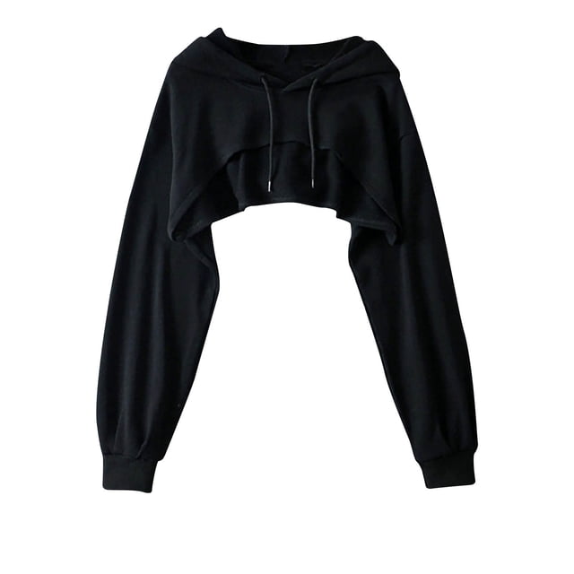Timegard Womens Hoodies Long Sleeve Cut out Front Workout Hip Hop Fall Cropped Sweatshirts for Dance