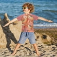 thumbnail image 3 of FORMRS Boys Rash Guard Short Sleeves Swim Shirt Quick Dry UPF 50+ Sun Protection, Sizes 3-12T, Abstract Pink Flowers, 3 of 6