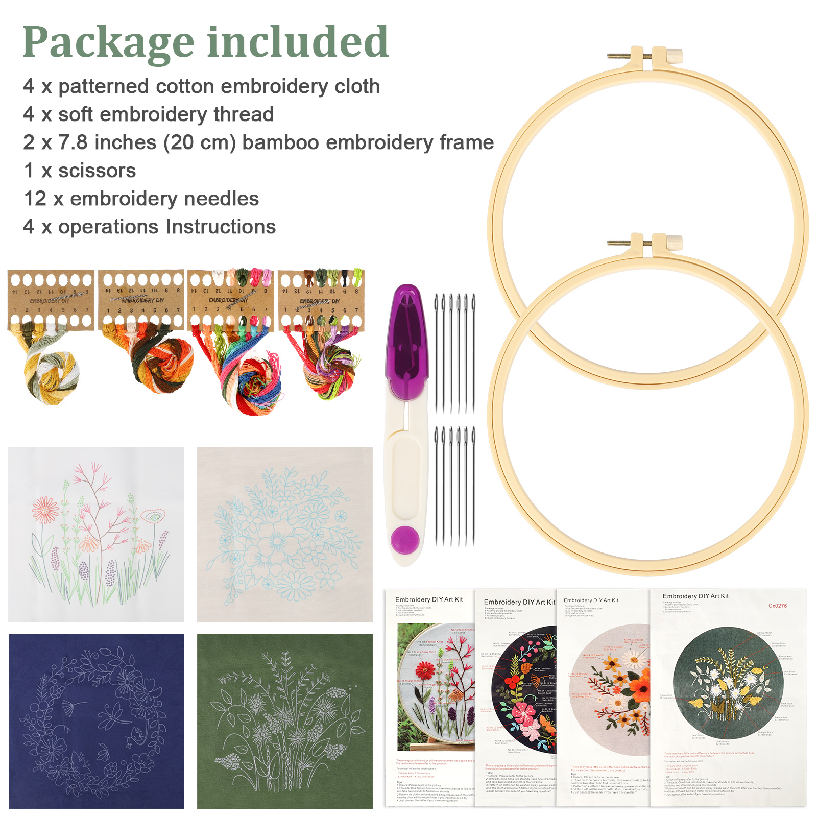 Celectigo Embroidery Kit for Beginners 4-Pack photo 3