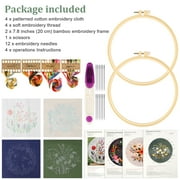 Celectigo Embroidery Kit for Beginners — 4Pack Floral Cross Stitch Kits with 27Pcs Sewing Set of Hoops, Threads, Needles