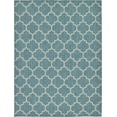 thumbnail image 1 of Unique Loom Trellis Collection Casual Moroccan Lattice Transitional Indoor and Outdoor Flatweave Area Rug, 9' x 12', Teal/Gray, 1 of 2