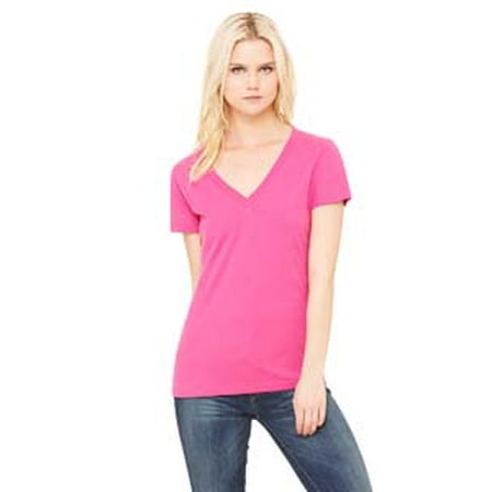 6000 Bella Jersey Knit Tee - Bella + Canvas Ladies' Jersey Short-Sleeve Deep V-Neck T-Shirt