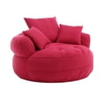 thumbnail image 5 of Villeston Amour Mid-Century Chenille Tufted Barrel Accent Chair with Cushion and Pillows, Rose Red, 5 of 6