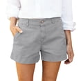 thumbnail image 3 of Bermuda Shorts for Women Summer Cargo Shorts Mid Rise Mini Length with Pockets and Belt Loops Hiking Travel Clothes, M, 3 of 7