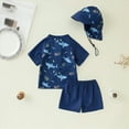 thumbnail image 4 of Xudanell Boys Swim Set 3 Piece Baby Rash Guard with Sun Hat Holiday Print Bathing Suit Swimsuit with Shorts, 4 of 8