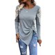 thumbnail image 2 of TRKIYQC Mujer Primavera Otoño Casual Tops Manga Larga O Cuello Irregular Dobladillo Encaje Floral Camiseta TRKIYQC moda, 2 of 10