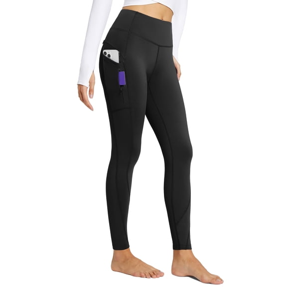 baleaf Womens Fleece Lined Leggings with 5 Pockets 27'' Thermal Black S