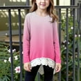 thumbnail image 2 of Bxsruta Pullover for Kids, Kids Clothes Children's Gradient Color Irregular Hem Lace Casual Sports Long Sleeved Round Neck Top, 2 of 7