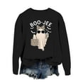 thumbnail image 4 of Halloween Sweatshirts for Women Funny Leopard Cute Boo Jee Ghost Long Sleeve Blouses Fall 2025 Y2k Crewneck Pullover Tops Black M, 4 of 5