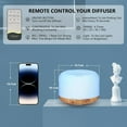 thumbnail image 3 of 500ml Essential Oil Diffuser with 5*10ml Essential Oil, Humidifier, Diffusers for Home, Aromatherapy Diffuser with Remote Control, Diffusers for Essential Oils Large Room(Shallow wood grain), 3 of 8
