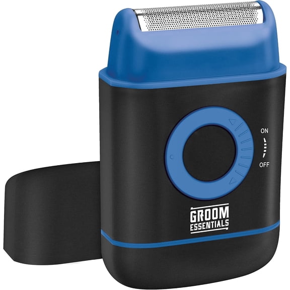 GROOM ESSENTIALS Men’s Travel Foil Electric Shaver, Cordless Electric Razor Beard Trimmer, Black