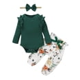 thumbnail image 2 of RXIRUCGD Mode Filles Décontracté Hauts à Manches Longues Col Rond Col Bouton Pantalon Long Uni Ensembles ( Vert, Taille : 9 Mois ), 2 of 9