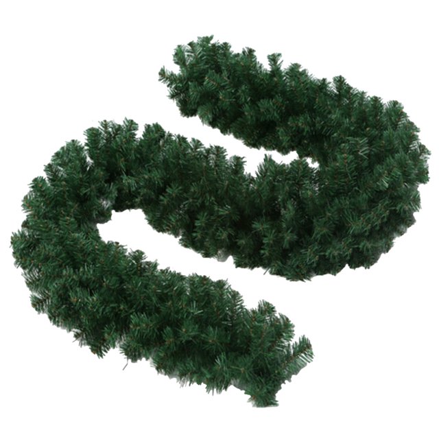 270x28cm PVC Guirnalda artificial Follaje Hojas verdes Vides artificiales para decoraciones navideñas (Verde)
