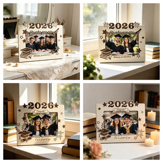 Gifts YYV Graduation Commemorative Wooden Photo Frame with Doctoral Cap Scroll Design Solid Wood Keepsake Display Frame for Diploma Photos Ceremony Gift Graduate Memory Frame keepsake gift