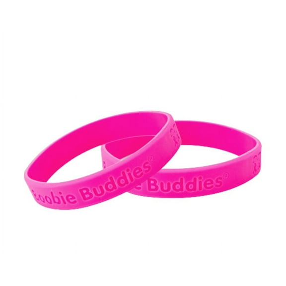 Bulk Pink Boobie Buddies Breast Cancer Awareness Silicone Bracelets (25 Bracelets)