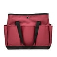 thumbnail image 2 of Yalin Tool Bag Garden Tote Large Organizer Bag Carrier Gardening Storage Tote with Interior Exterior Side Pockets Handles Strap for Garden Plant Tool Set Store Content Bag, 8 Storage Pockets (Red), 2 of 5