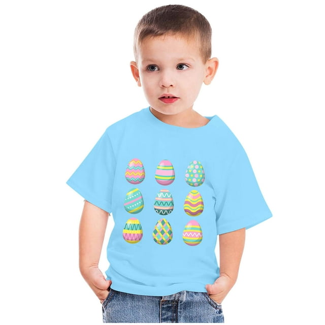 COM1950s Cadeaux de Pâques pour Enfants, Cadeaux de Pâques pour Garçons, Tout-Petits Garçons Filles Imprimé Œufs de Pâques Mignons Col Rond Manches Courtes, Cadeaux pour Filles, Shorts pour Filles, Cadeaux de Pâques pour Tout-Petits