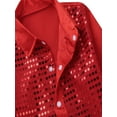 thumbnail image 7 of TiaoBug Kids Boys Girls Shiny Sequined Hip-hop Jazz Shirt Vest Jacket Choir Performance Dancewear Red 4-5, 7 of 7