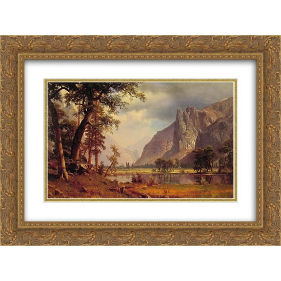 Albert Bierstadt 2x Matted 24x18 Gold Ornate Framed Art Print 'Yosemite Valley'