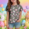 thumbnail image 2 of Staki Girls Easter Top Baby Girls Easter's Day T-Shirt Bunny Shirts Short Sleeve Tee for Toddler Girls Kids Cotton Tops 1-9Y 10-13Y(Gray,3-4 Years), 2 of 6