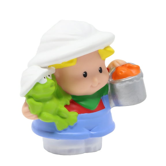 Replacement Part for Collectible Fisher-Price Little People Petting Zoo Safari Playset N4629 - Replacement Eddie Figure as Zookeeper or Guide With Frog and Bucket