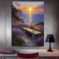 thumbnail image 3 of Mudket Sunset Lavender Ocean Canvas Wall Art, Coastal Floral Landscape Wall Decor, Butterfly Nature Artwork for Living Room Bedroom, Framed Ready to Hang - 12"L x 8"W, 3 of 10