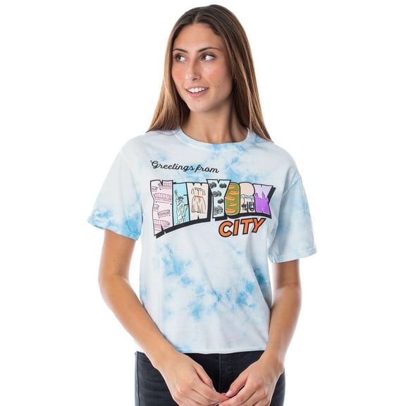 To All The Boys I've Loved Before Womens' Greetings From New York City Juniors Tie Dye Crop T-Shirt
