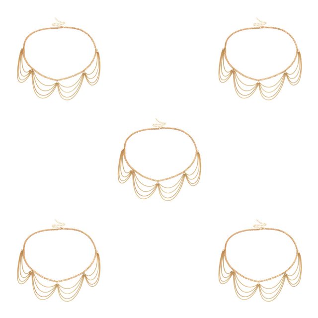 Minnieouse Cadena de cintura exquisita mujer accesorio de moda niña cinturón decoración cuerpo adorno joyería para decoración de vestido dorado Oro 5piezas Minnieouse CBP253530