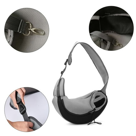 Pet Single Shoulder Bag Mesh Pet Dog Sling Bag Portable Hands Free Carrier Head Out for Puppy and Small Pets Size (Black)