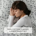 thumbnail image 6 of Light Gray Botanical 4 Piece 100% Cotton Flannel Deep Pocket Sheet Set, Twin, by Noble Linens, 6 of 8