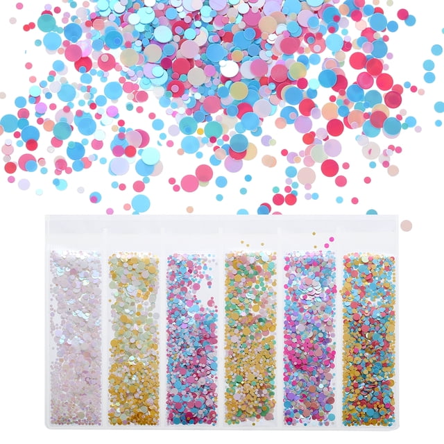 Uxcell PET 9 gramos Colores Círculo Brillos Gruesos Accesorios de Resina Epóxica Manualidades Lentejuelas Decoración
