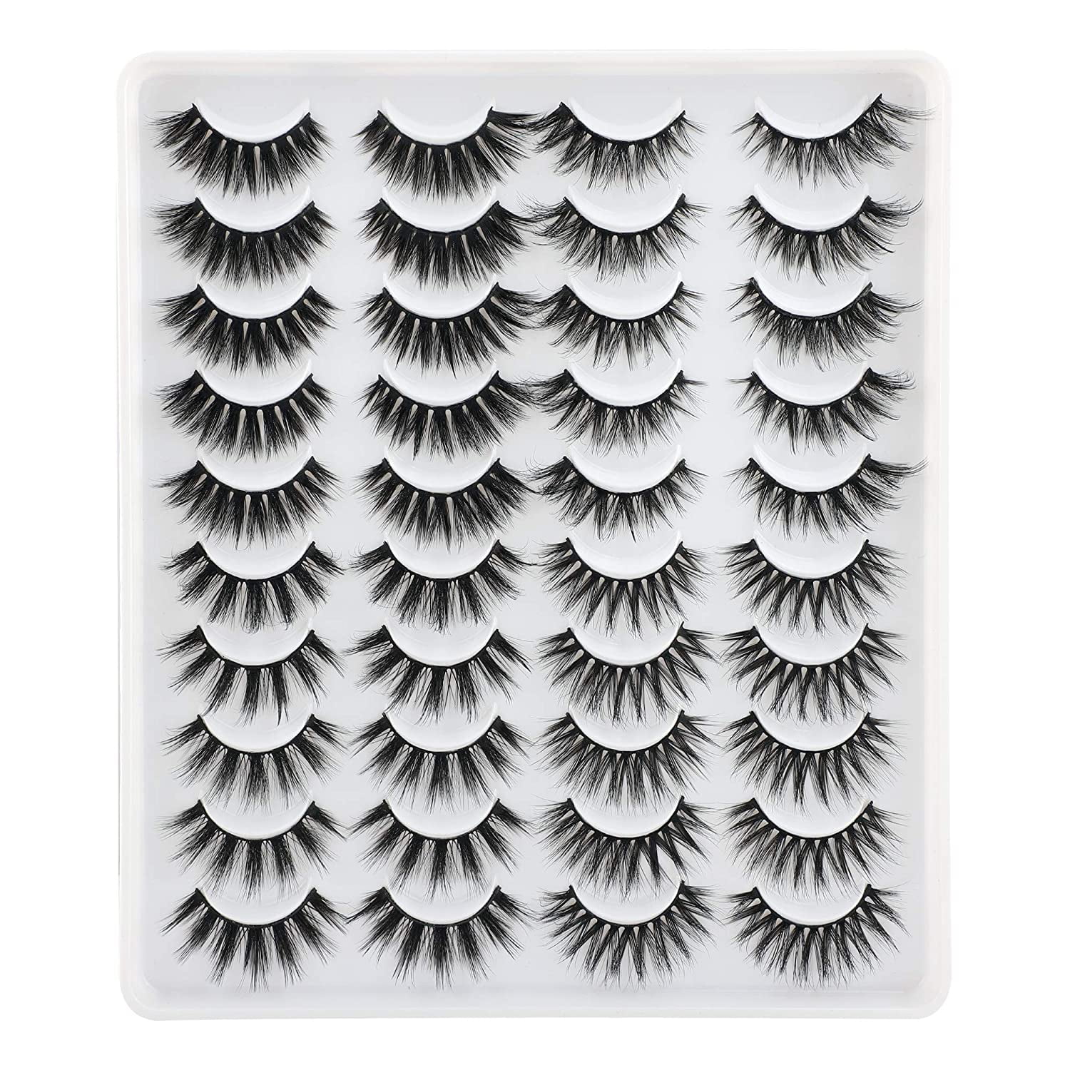 20 Pairs False Eyelashes, 4 Styles Fluffy Long Dramatic Lashes Pack Wholesale Bulk