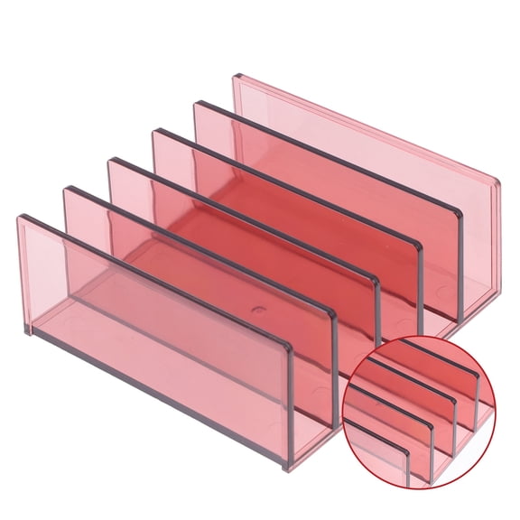 Masteelf Red Desk Organizer with File Rack and Storage Compartments, Office Desk Tidy for Books, Documents, and Supplies