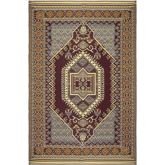 Beverly Rug Indoor Outdoor Reversible Plastic Area Rug - 6x9 - Bohemian Multicolor