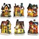 thumbnail image 1 of (6pc Set, 4*6.5*9cm) Luminous Christmas Village, Luminous Christmas House, Christmas Village Character Multicolor Lamp Deco Noel Interior Miniature, 1 of 4