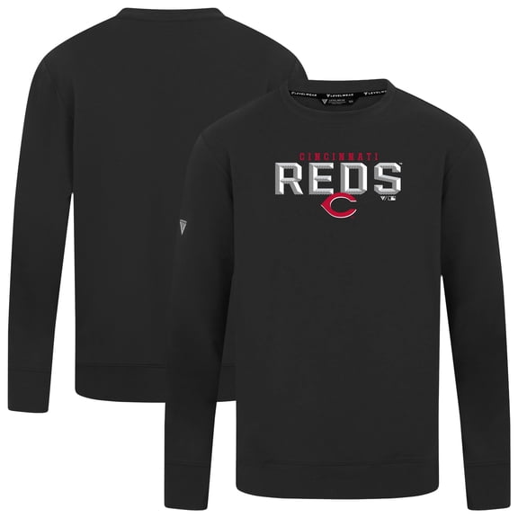 Men's Levelwear Black Cincinnati Reds Mandate Carve Tri-Blend Sweatshirt