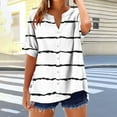 thumbnail image 6 of Women's V Neck Short Sleeve Striped Color Block Tops Shirts Blouses Loose Fit Summer Casual Daily Wear Vacation Beach Outfits Fashion Essential Gift for Women | CSEONE,White XL, 6 of 9