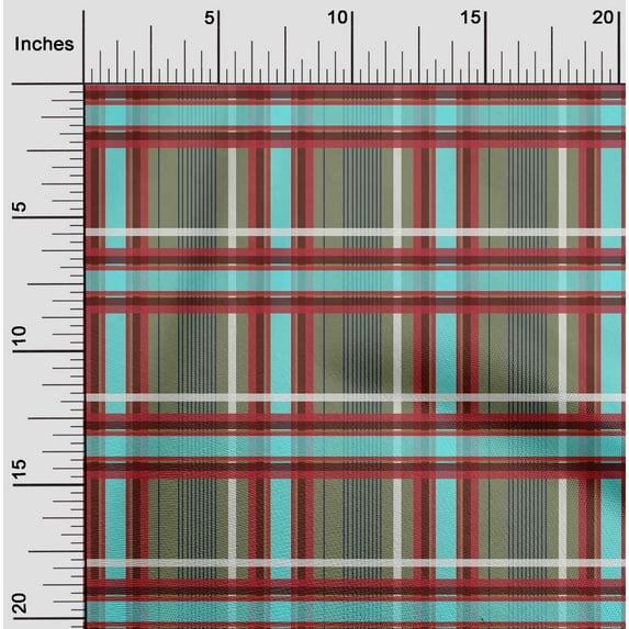 oneOone Polyester Lycra Fabric Madras Check Print Sewing Fabric BTY 56 Inch Wide