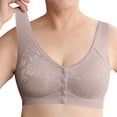 thumbnail image 2 of Gymayou Women Seamless Front Button Wireless Vest Bra for Middle-Aged Ladies Floral Jacquard Easy Front Snap Wide Strap Full Coverage Comfort Bralette Light Pink 2XL, 2 of 9