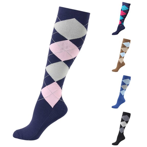 Xijirk Argyle Knee High Socks Women Classic Plaid Knit Knee Length Socks Casual Preppy Daily Outfits Size:S