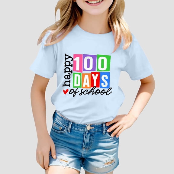 Boys Tshirts 100 Day of School Shirt Crewneck Short Sleeve Boys Graphic Tees Boys White Shirt for Teens Boys 10-11 Years